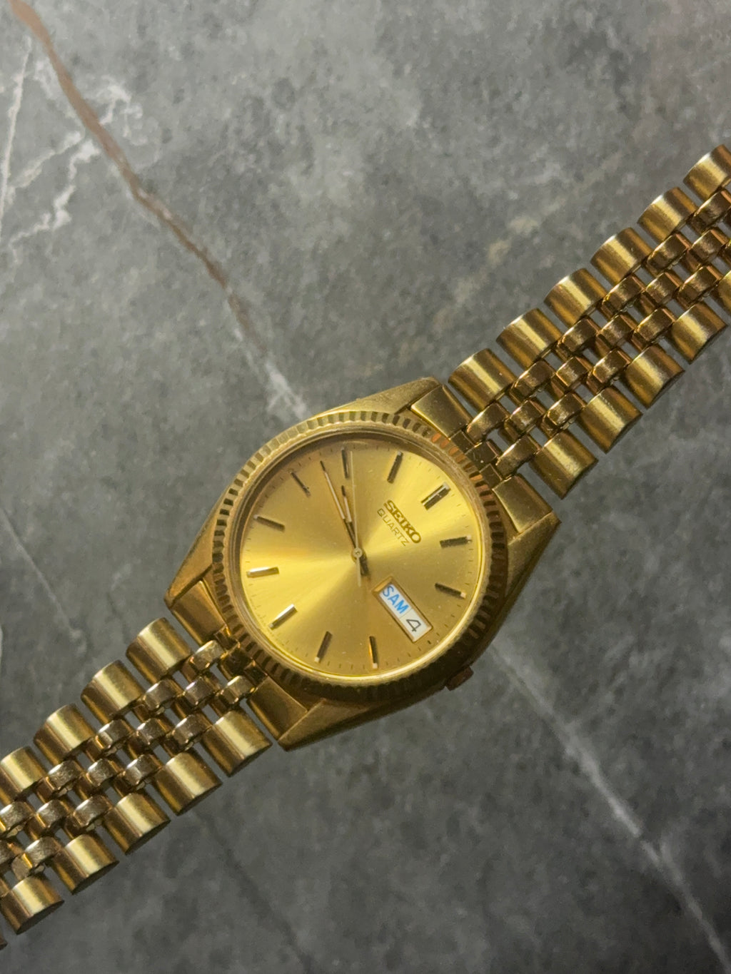 rare vintage seiko quartz gold plated datejust