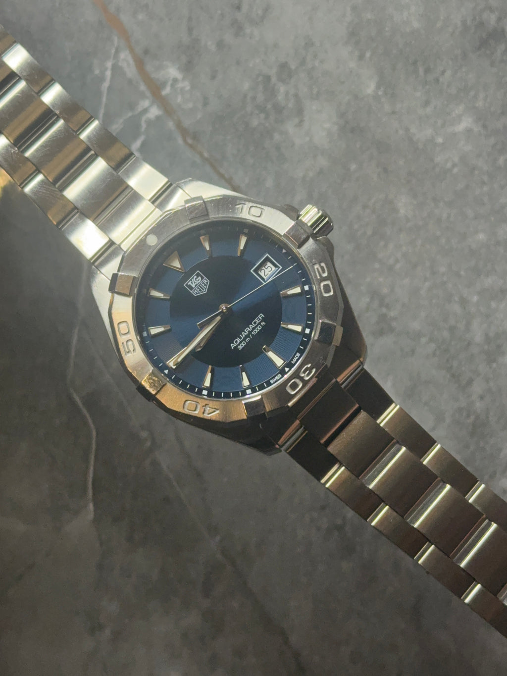 tag heuer quartz aquaracer way1112 blue dial