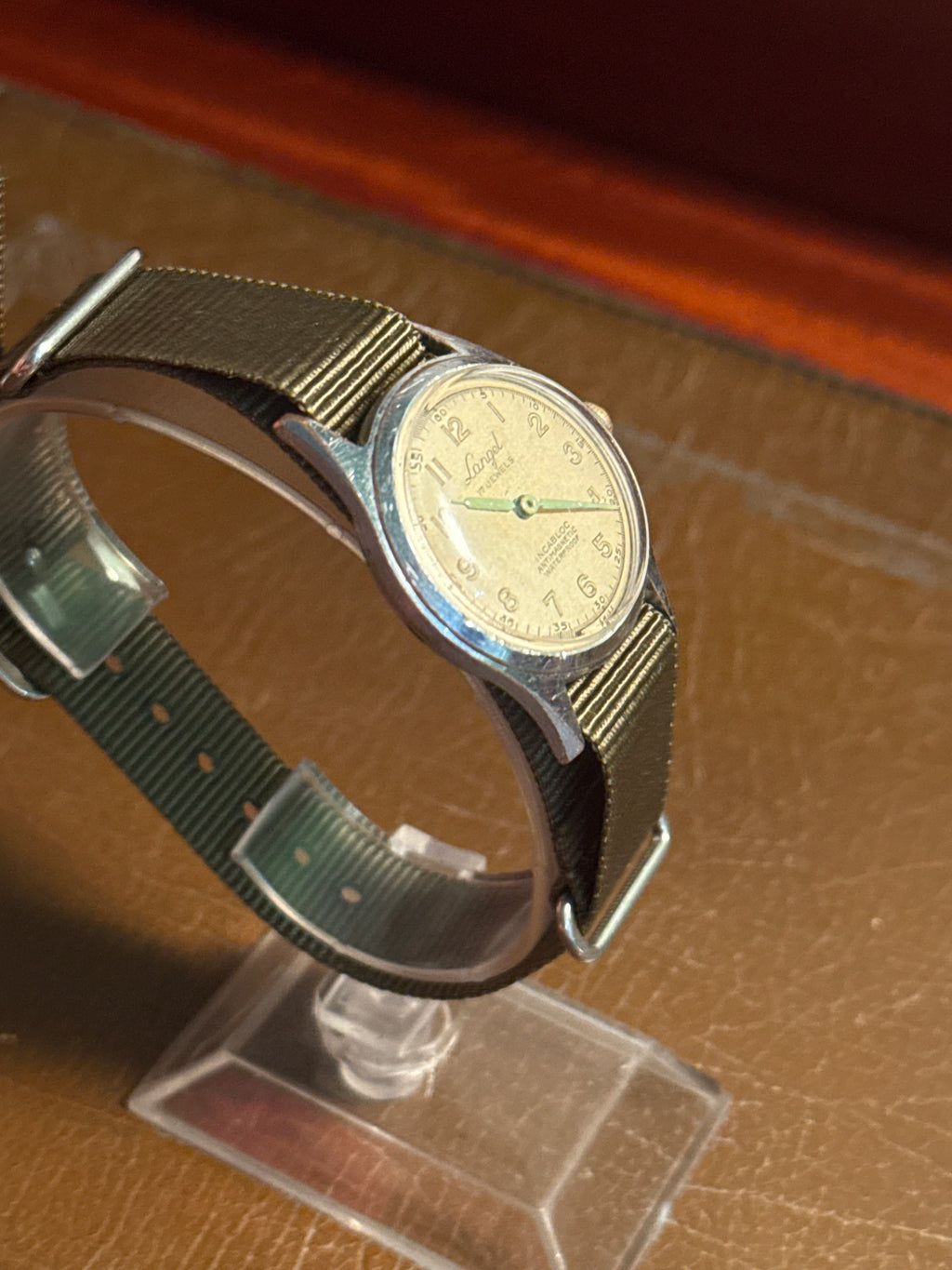 Men’s 1960s manual wind military style langel watch
