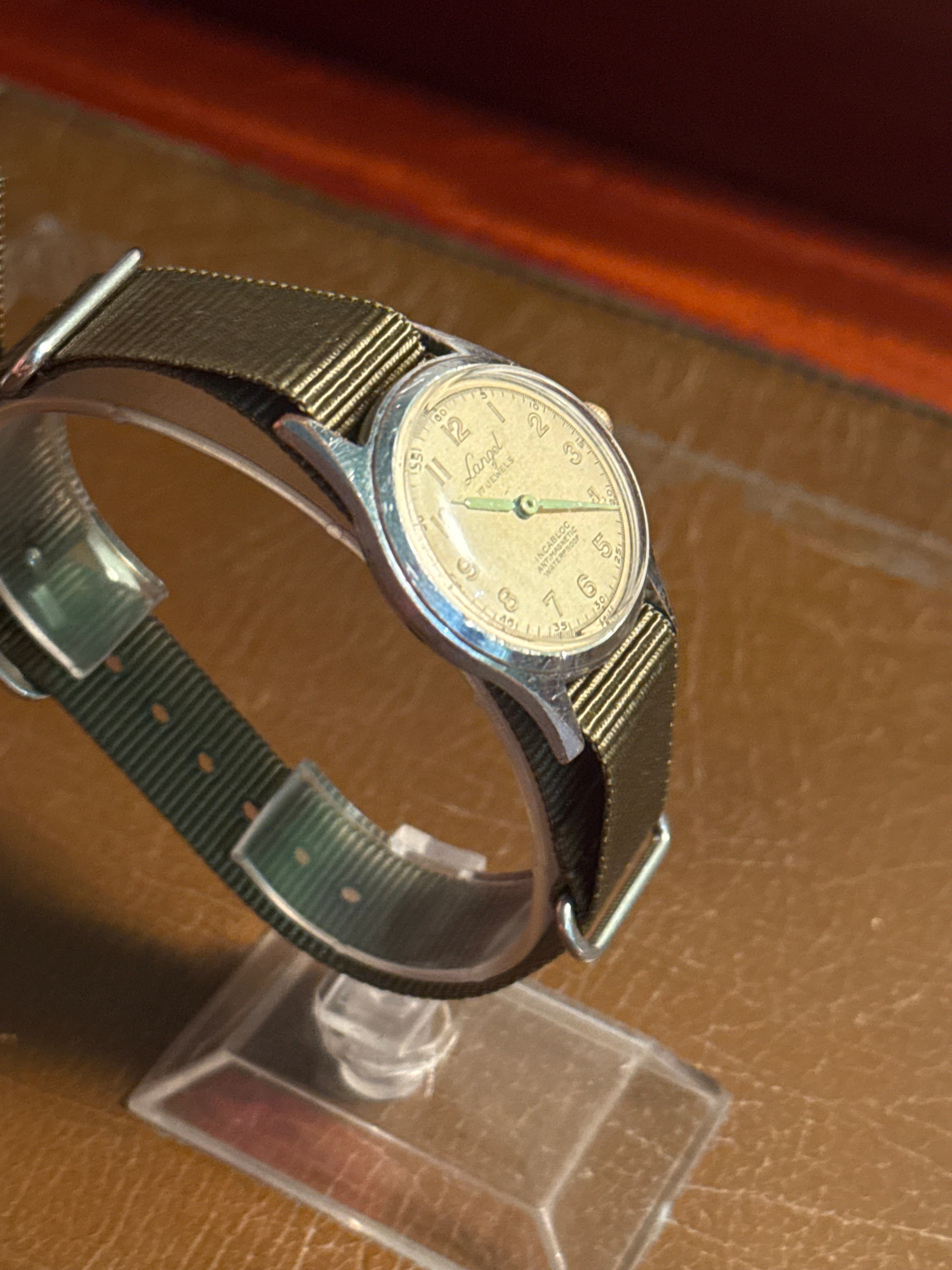 Men’s 1960s manual wind military style langel watch