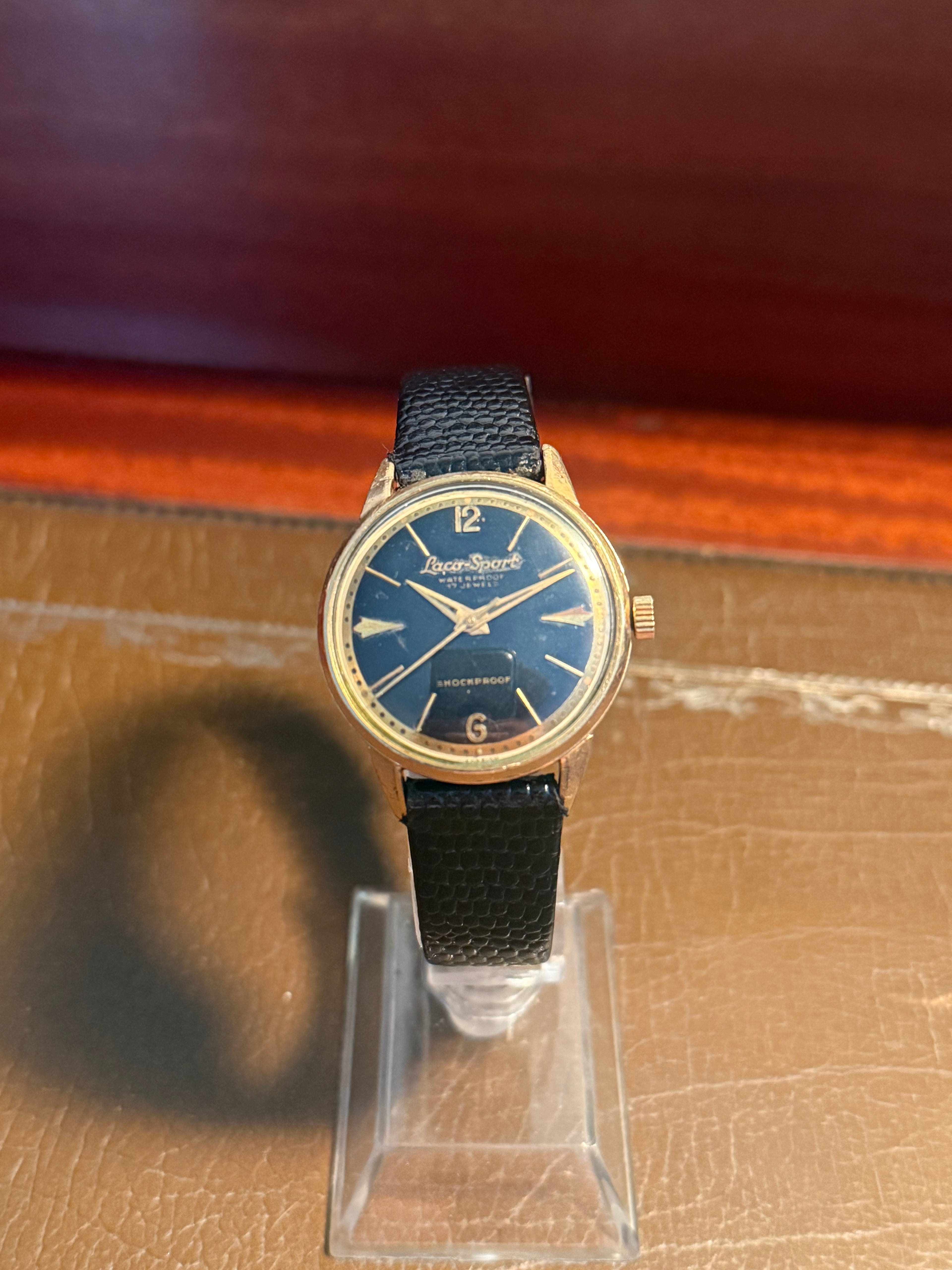 Vintage laco sport black dial dress watch manual wind