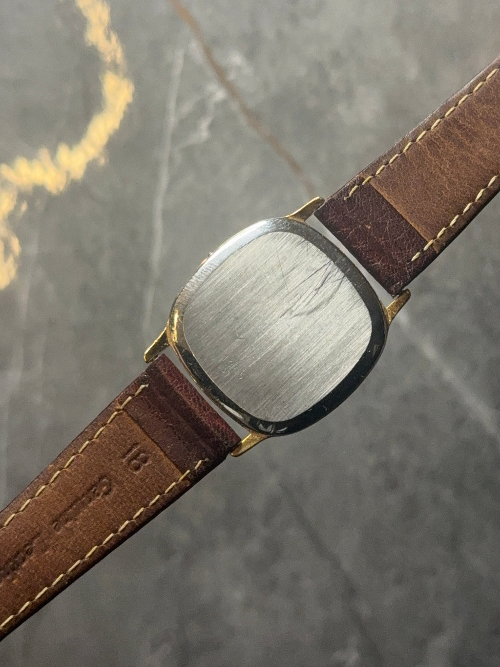 gold plated omega cushion case deville quartz vintage mens watch