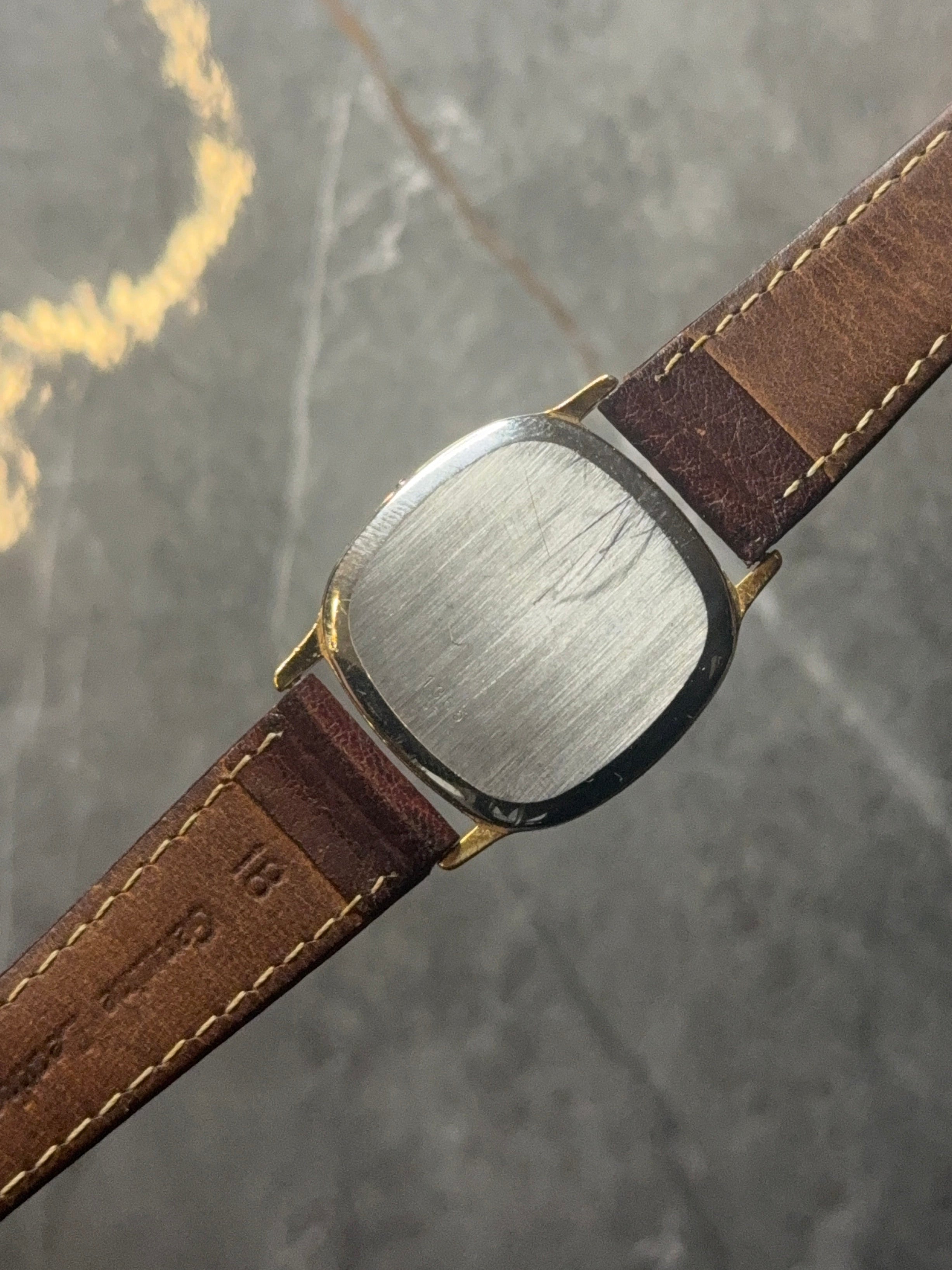 gold plated omega cushion case deville quartz vintage mens watch