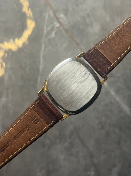 gold plated omega cushion case deville quartz vintage mens watch