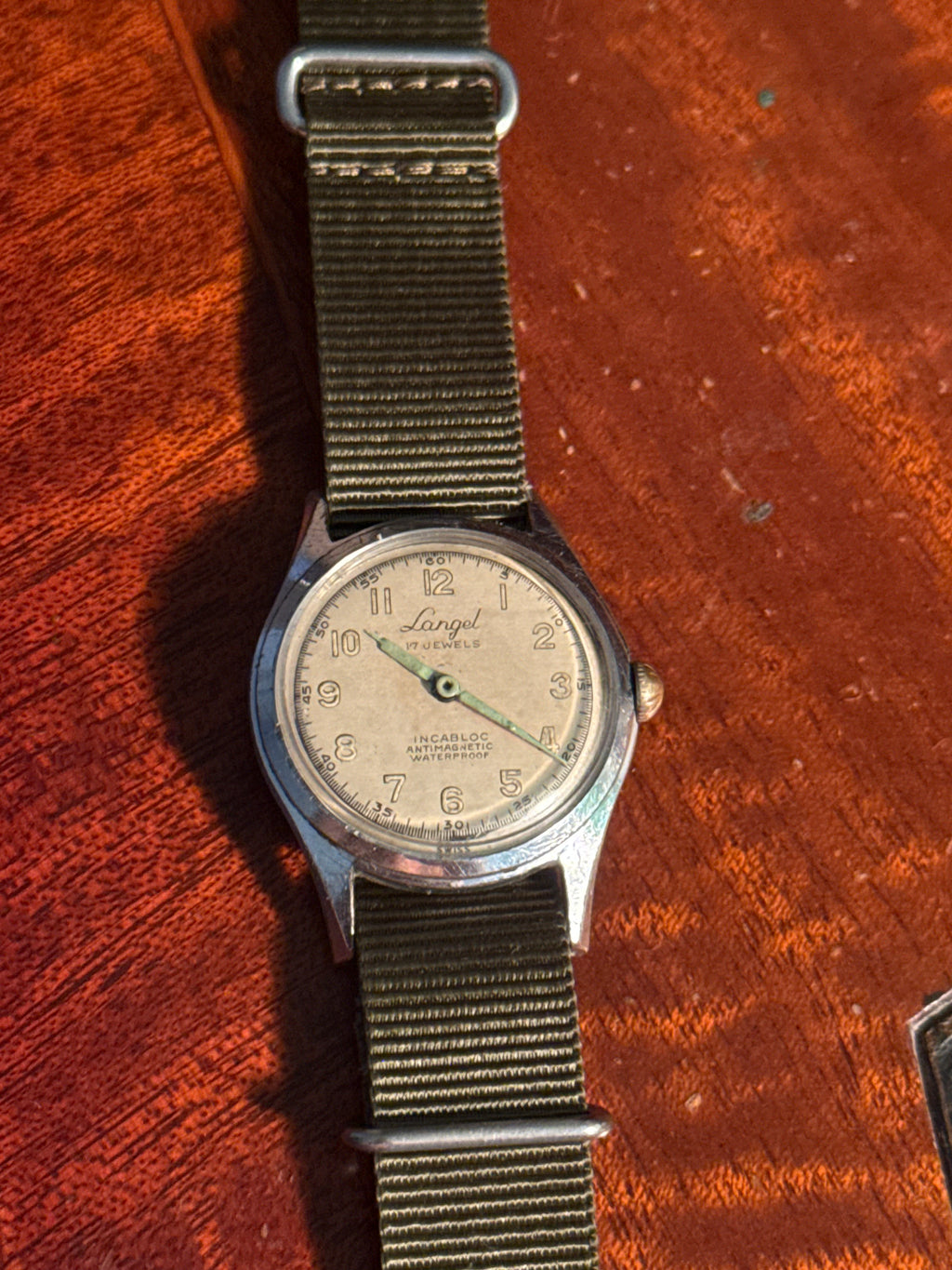 Men’s 1960s manual wind military style langel watch